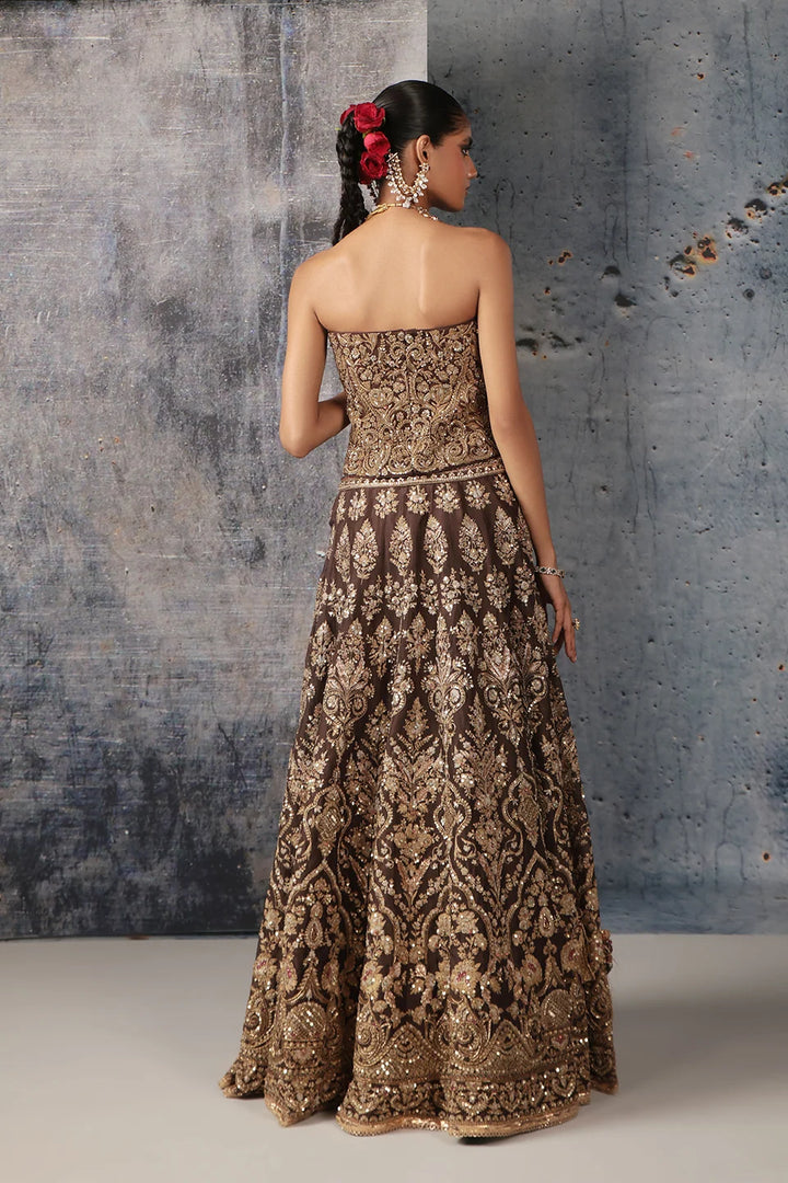 Zar-Rang Brown Corset Lehenga Set