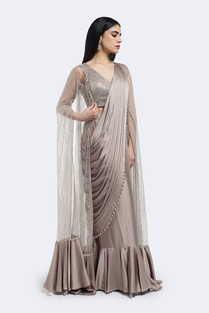 Drape Saree With Cape Jacket