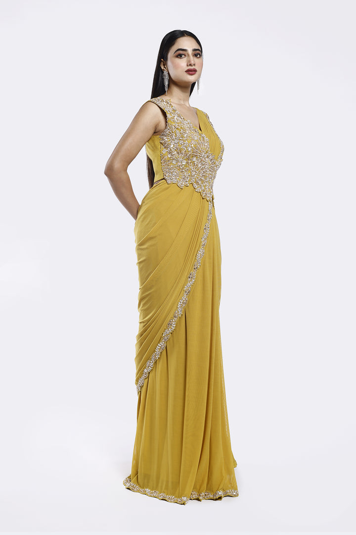 Faux Slash Drape Saree