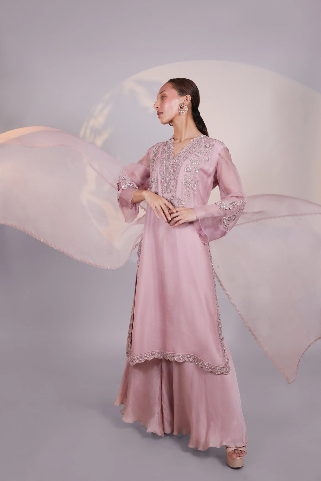 Pink Organza Kurta