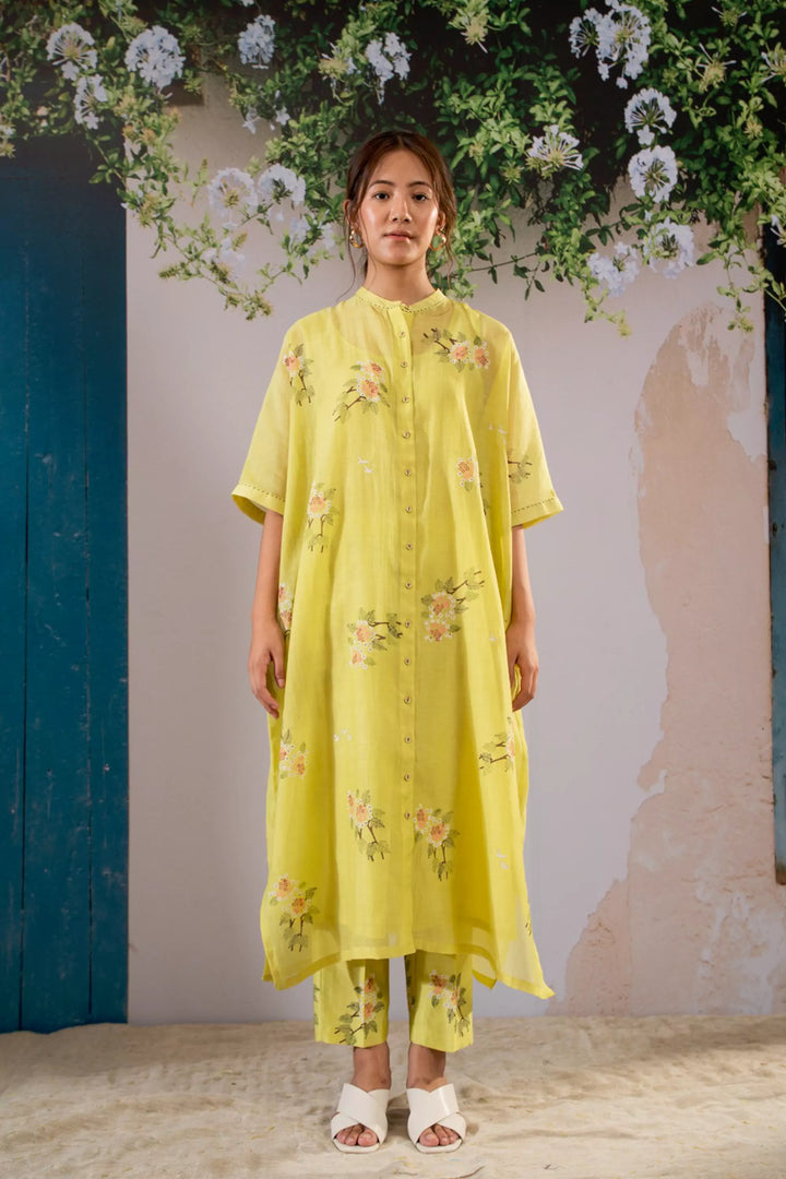 Discharge Print Lemon Kurta Set