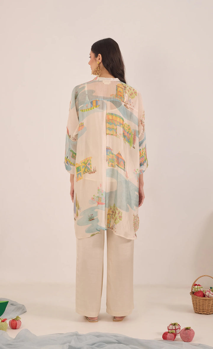 Safar: Silk Organza Kimono Co-ord Set