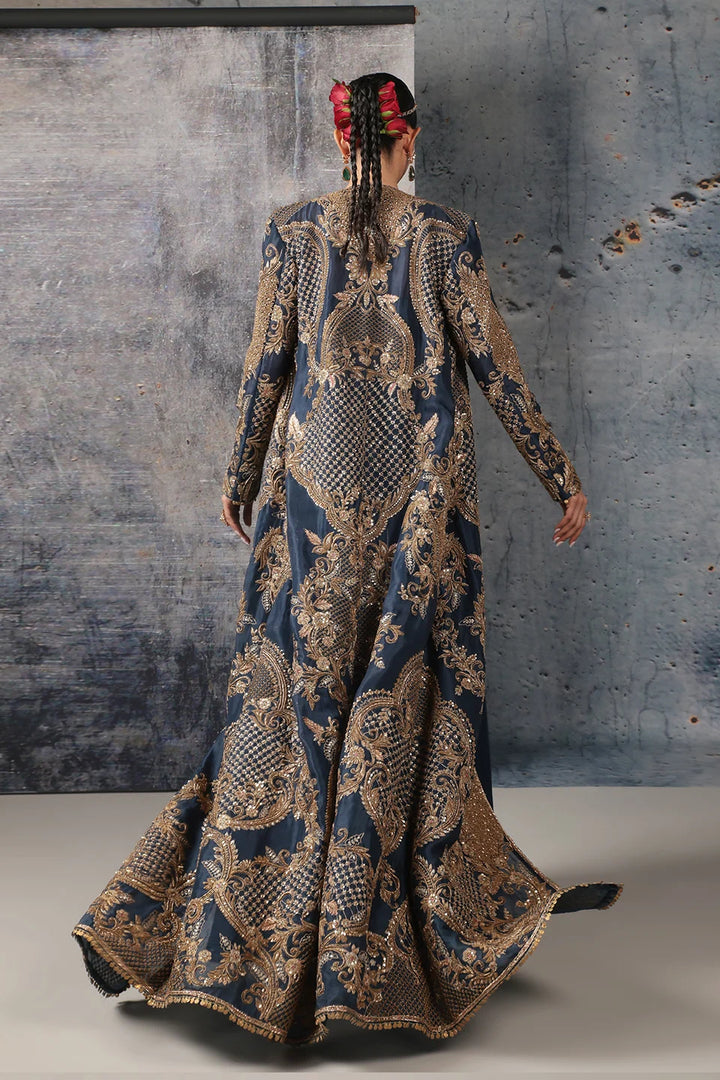 Zar-Rang Blue Long Jacket Set