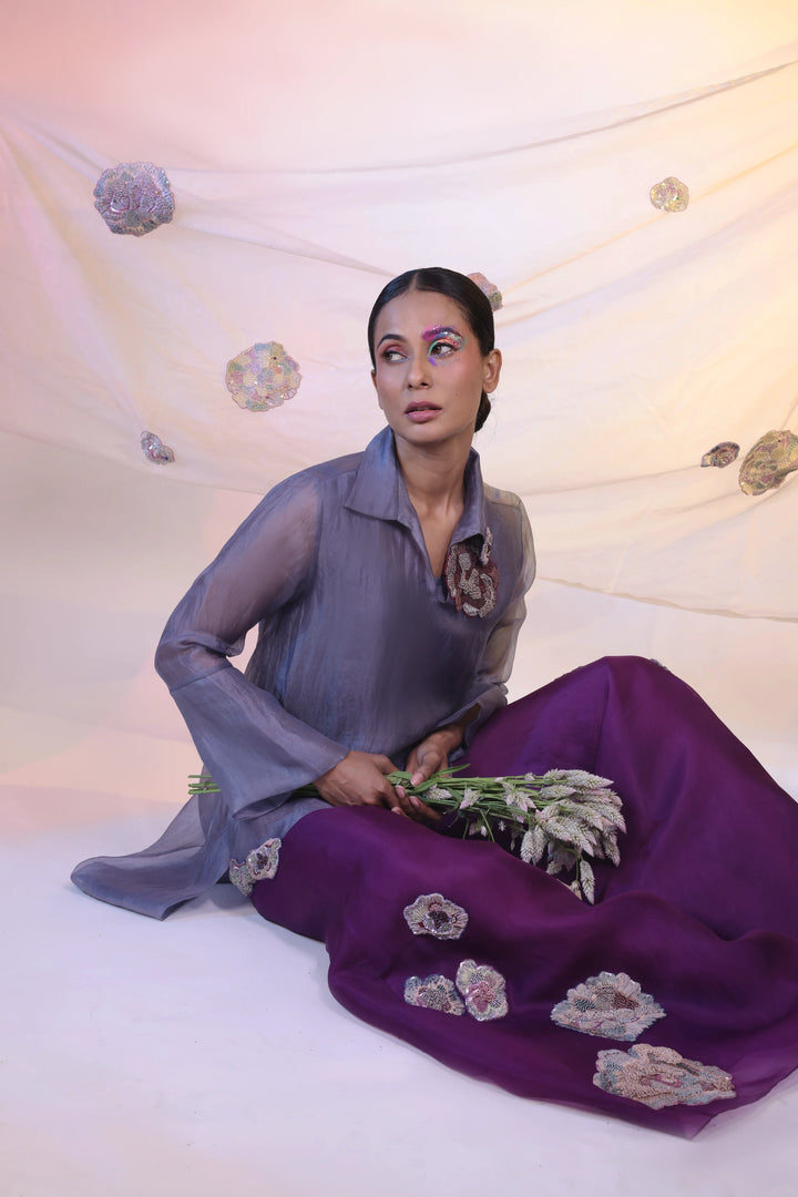 Grey Organza Shirt