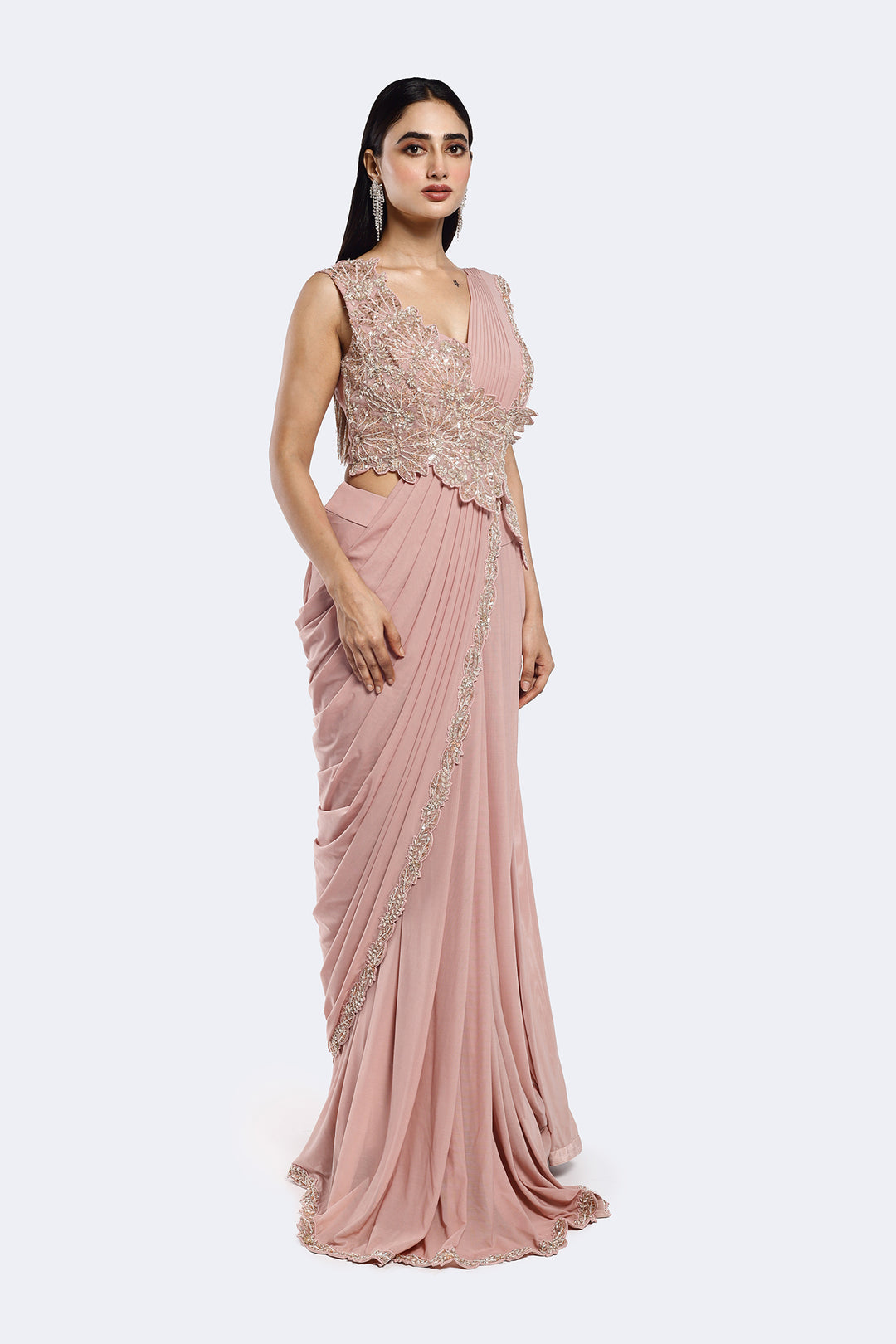 Faux Slash Drape Saree