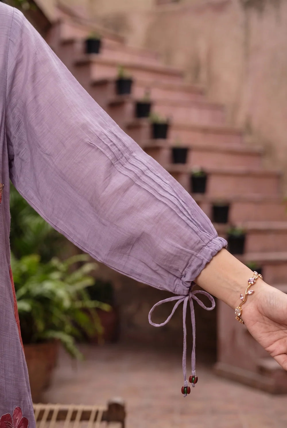Rumi Mul Chanderi Tunic Set in Lavender