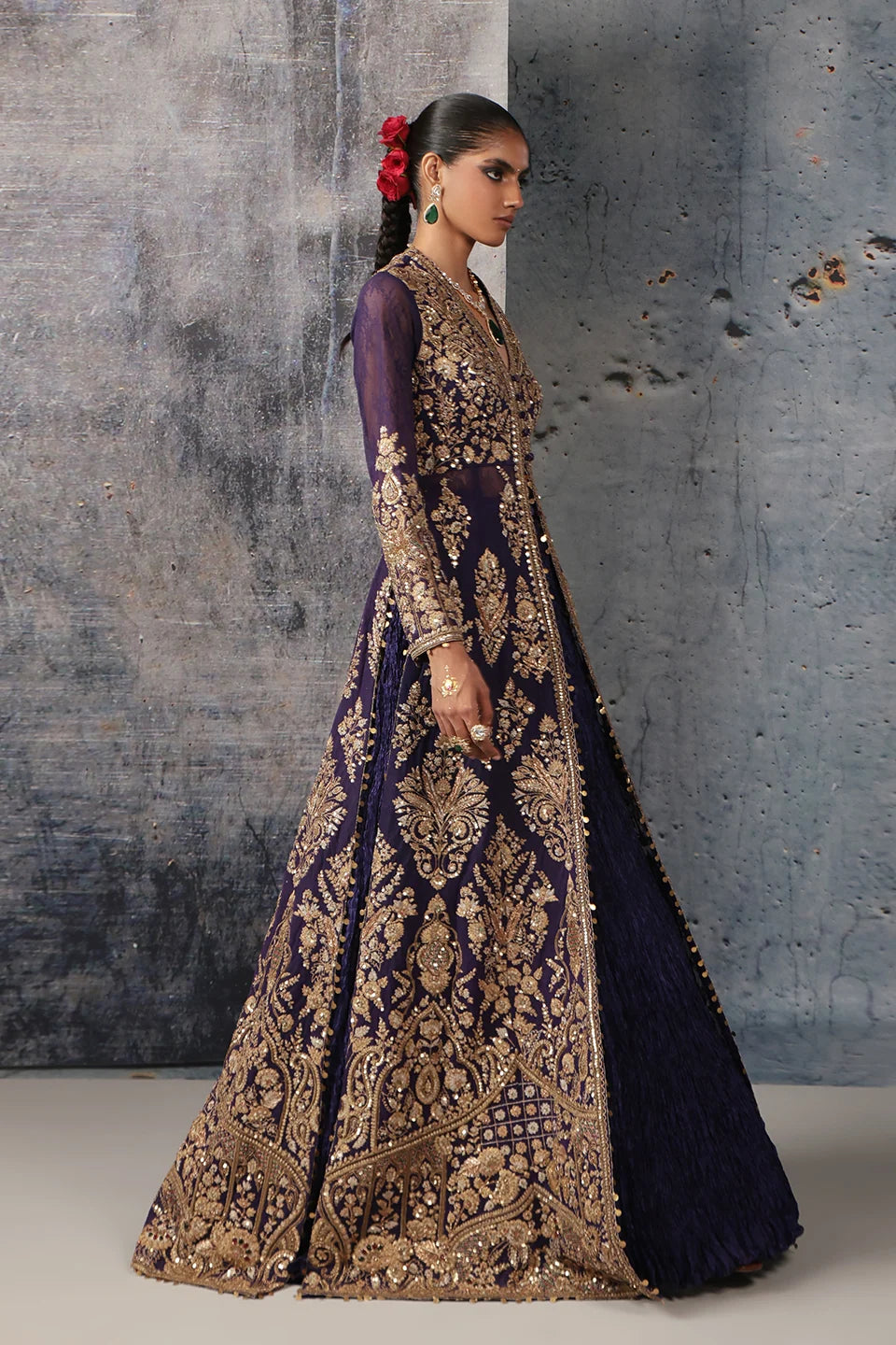 Zar-Rang Purple Jacket Lehenga Set