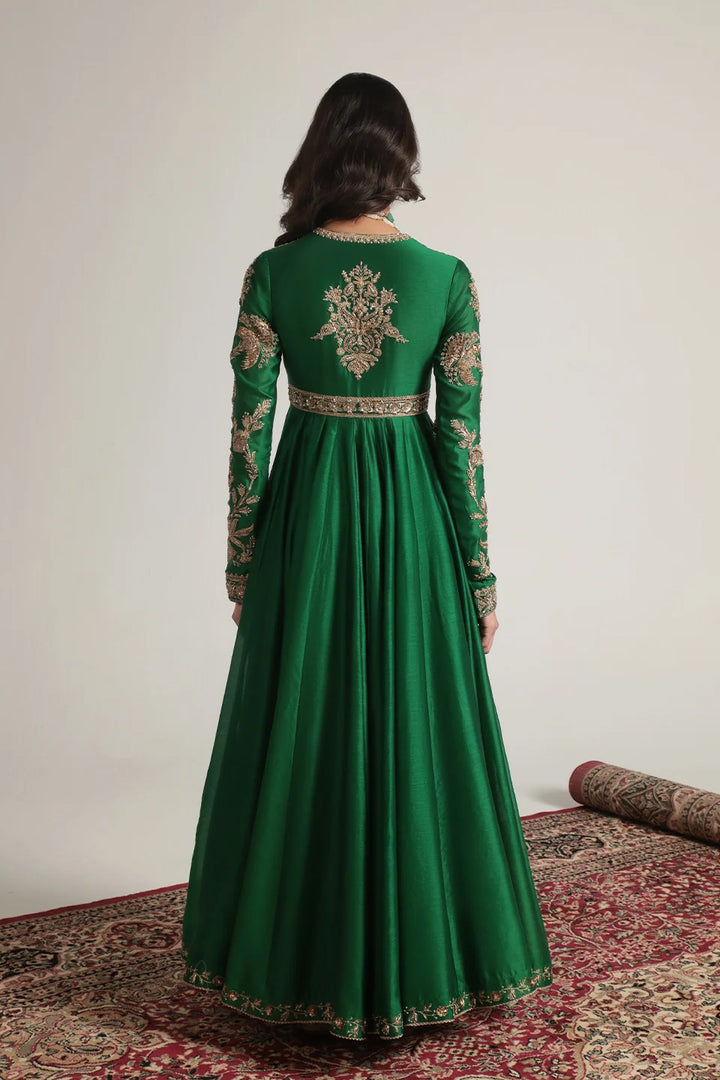 Zar-Rang Green Heavy Yoke Kalidar Set