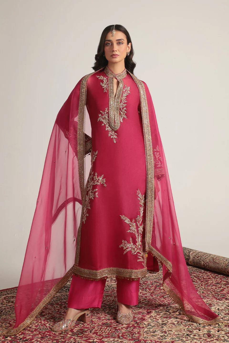 Zar-Rang Pink Jaal Kurta Set