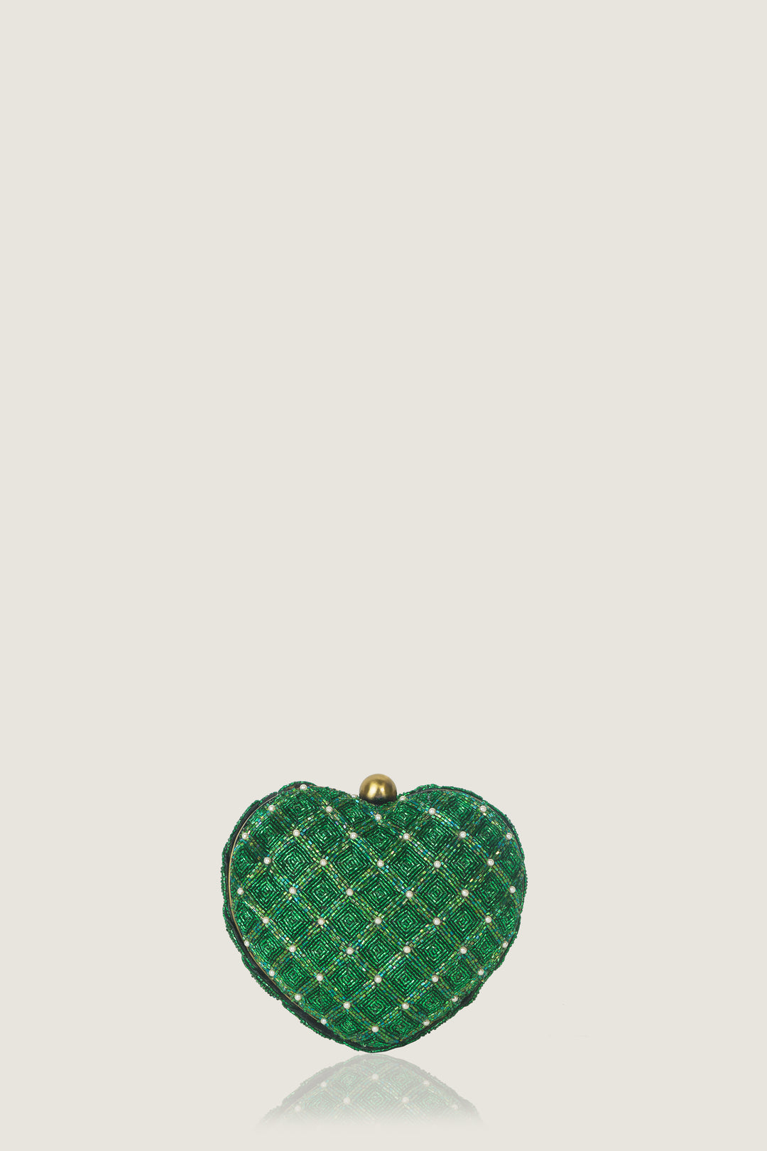 isa beaded heart clutch - green