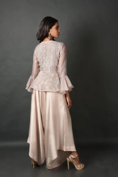 Grey Satin Top With Pant