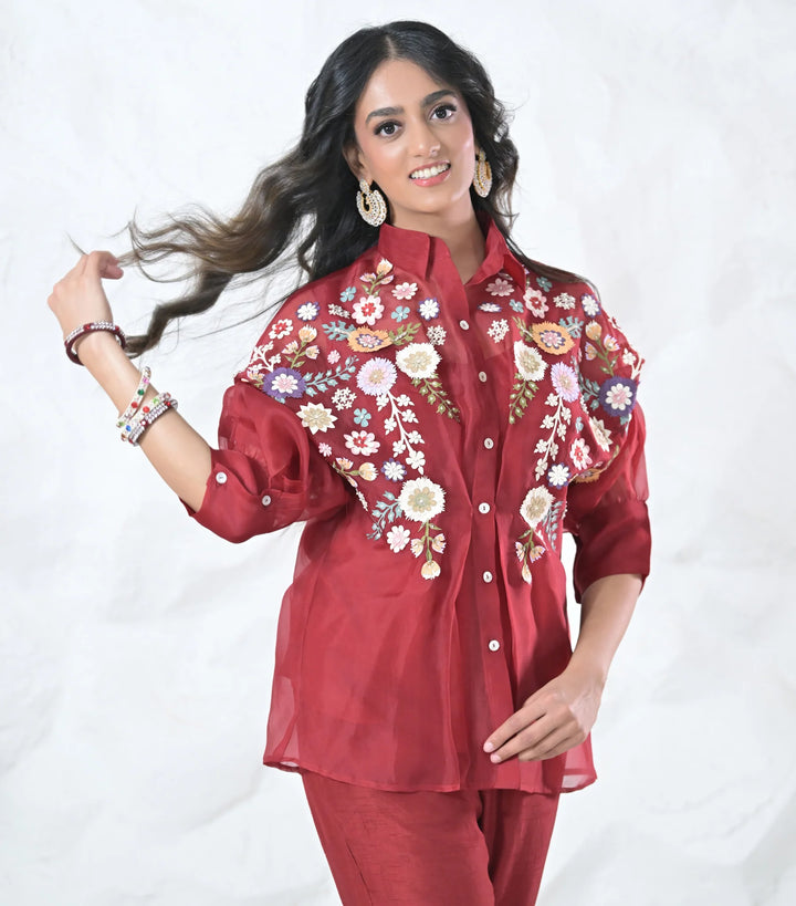 Phool-Patti Organza Shirt Set