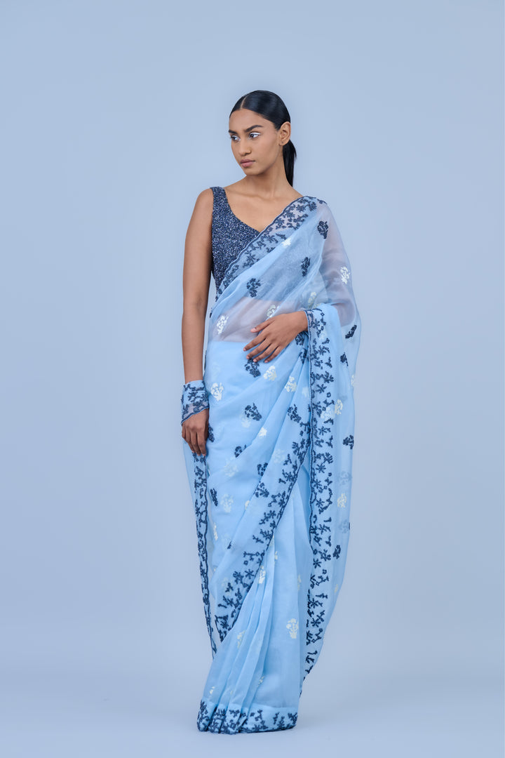 ice embroidered saree