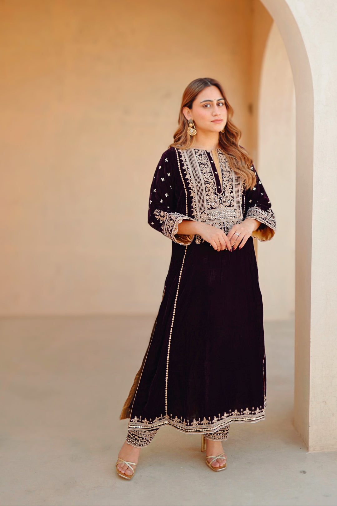 marya- long a-line kurta with salwar