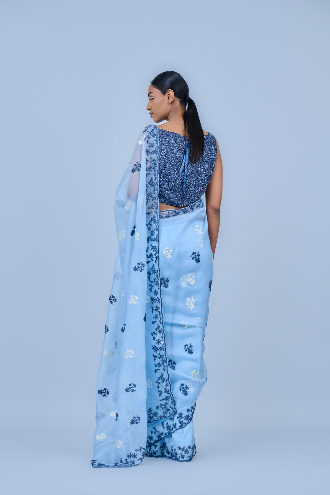 ice embroidered saree