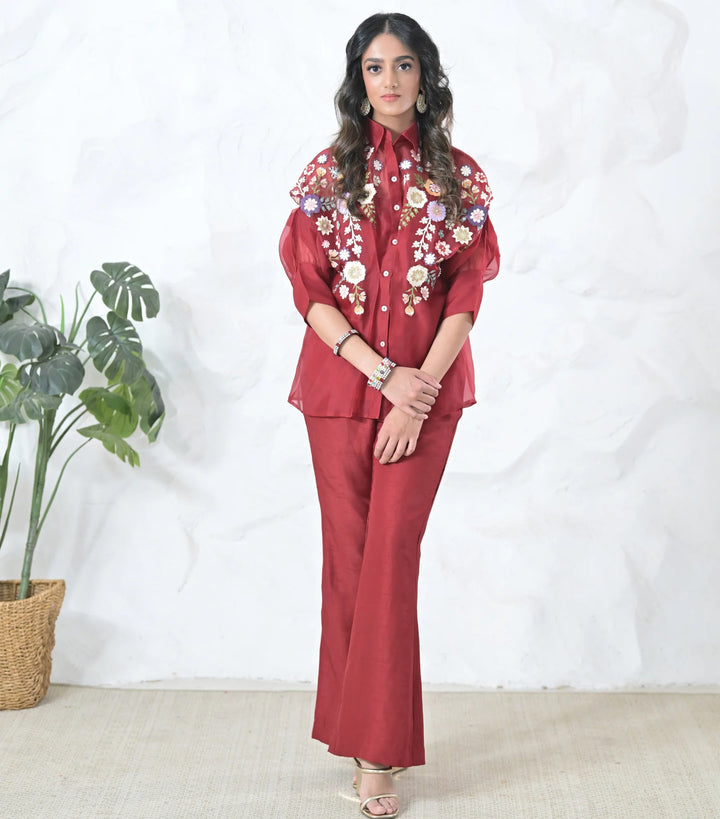 Phool-Patti Organza Shirt Set
