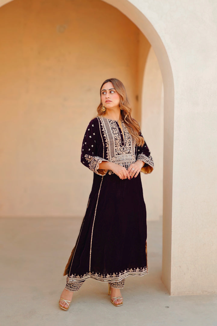 marya- long a-line kurta with salwar