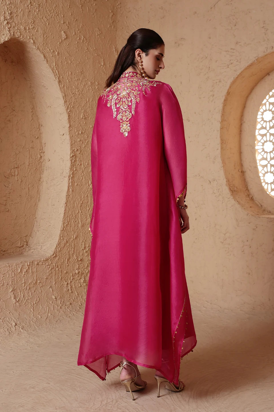 Zar-Rang Pink Heavy Kaftan Set