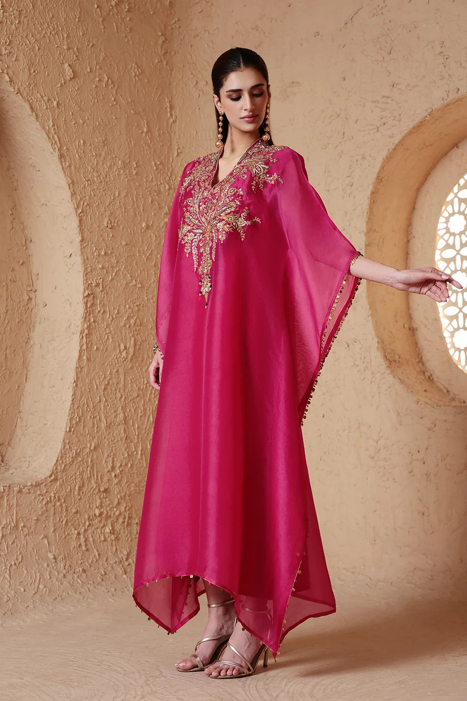 Zar-Rang Pink Heavy Kaftan Set