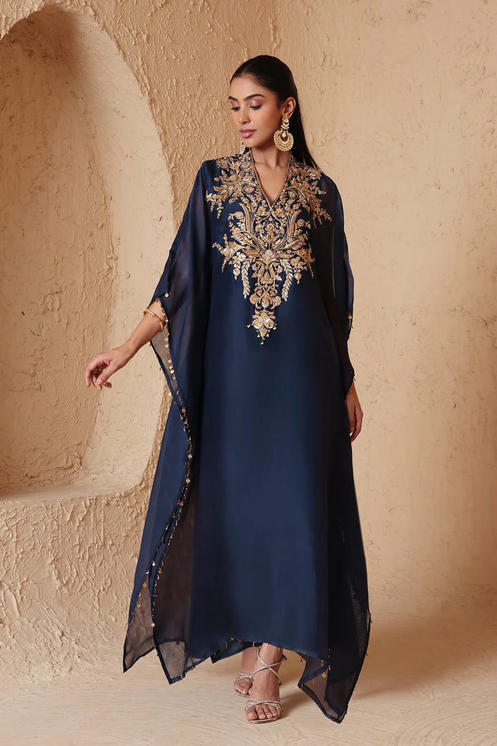 Zar-Rang Blue Heavy Kaftan Set
