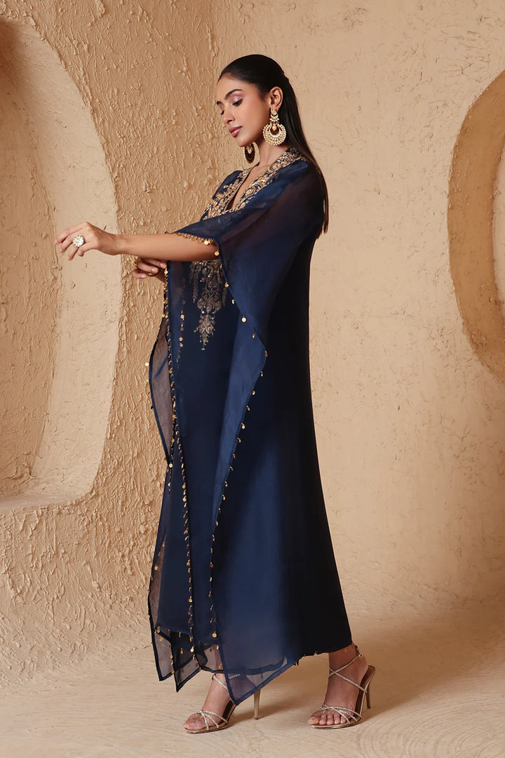 Zar-Rang Blue Heavy Kaftan Set