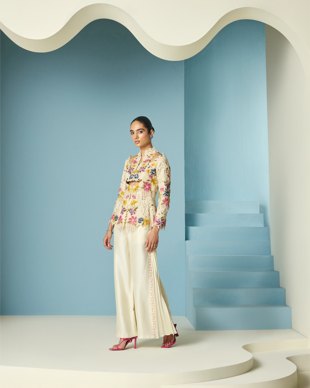 Ivory Beadwork and Cutwork Cutout Jacket