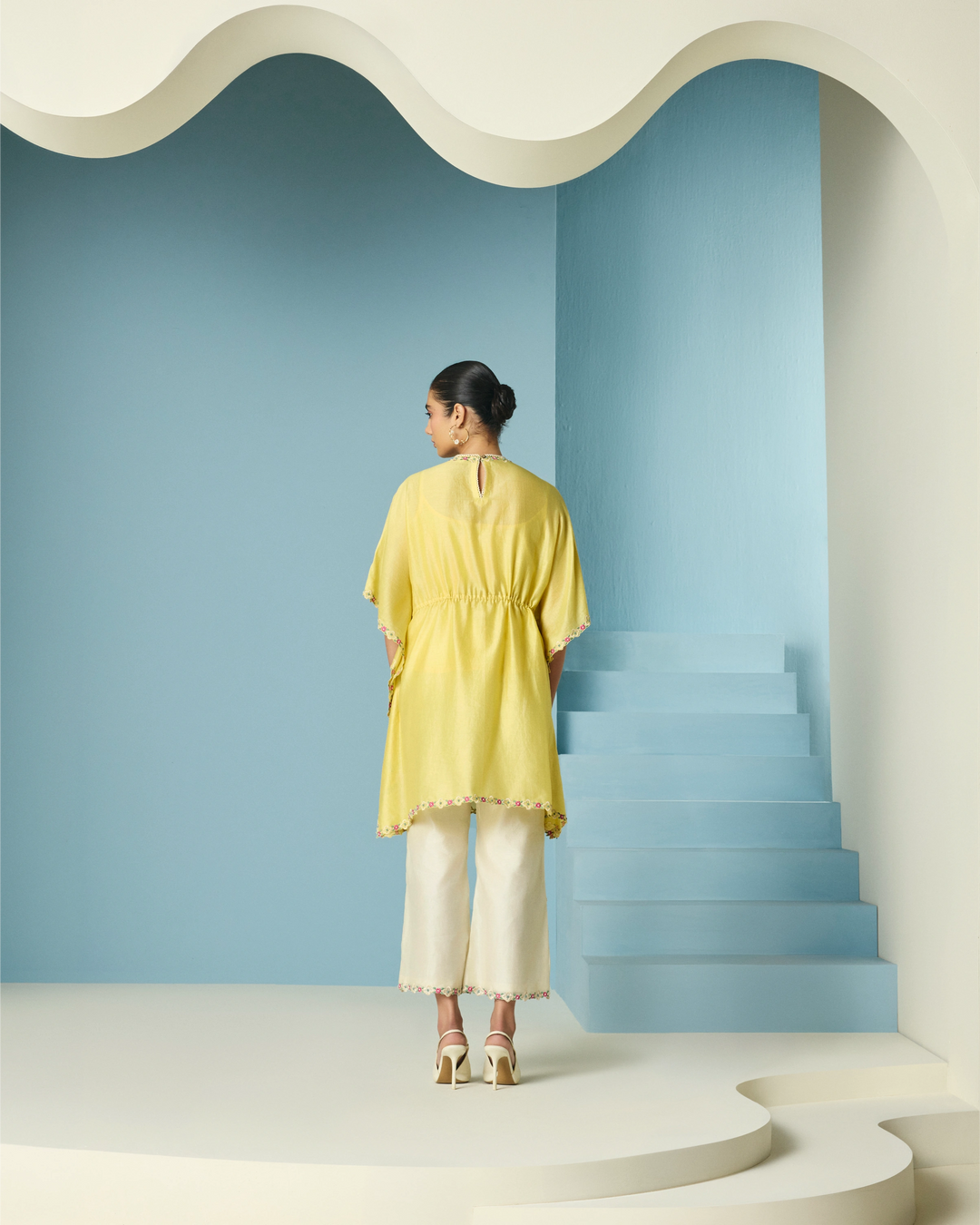 Butter Yellow Embroidered Kaftan