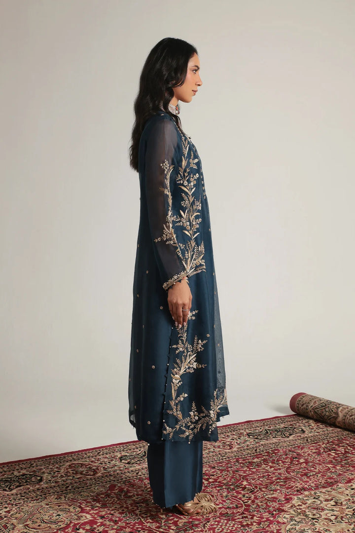 Zar-Rang Blue Light Phool Patti Kurta Set