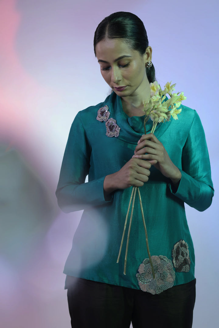 Blue Silk Top
