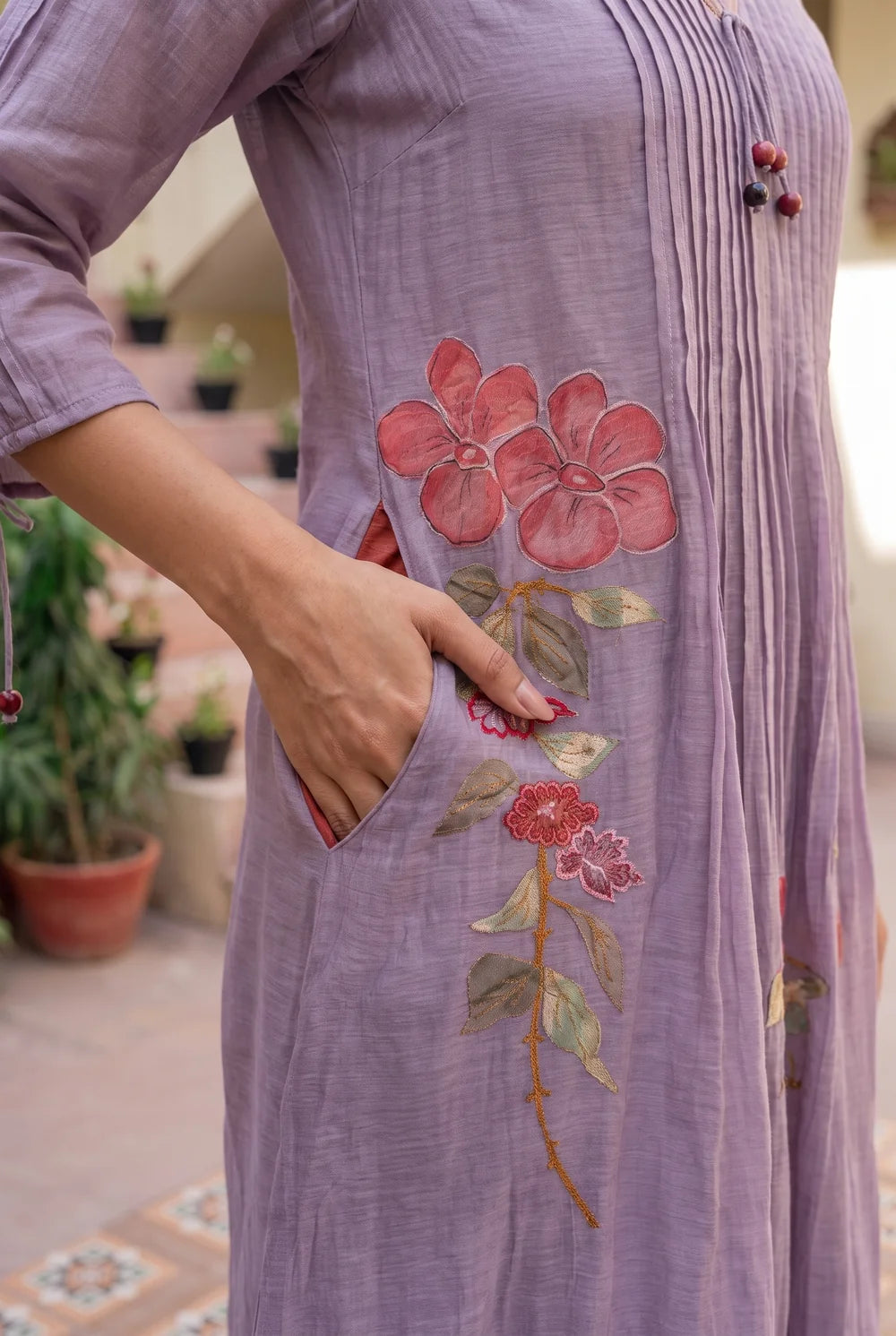 Rumi Mul Chanderi Tunic Set in Lavender