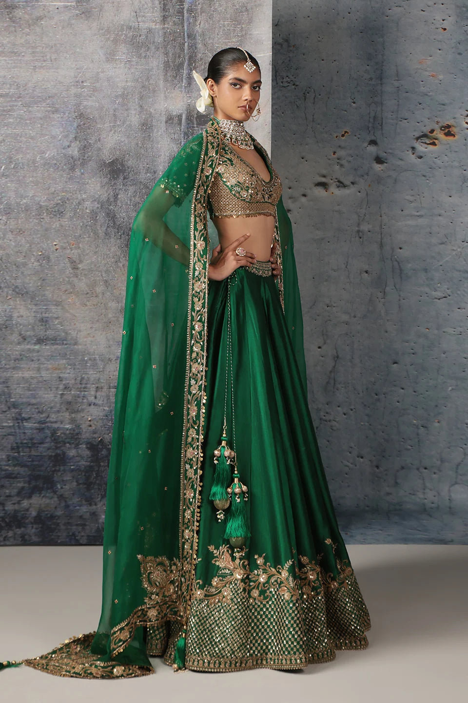 Zar-Rang Green Zardosi Lehenga Set