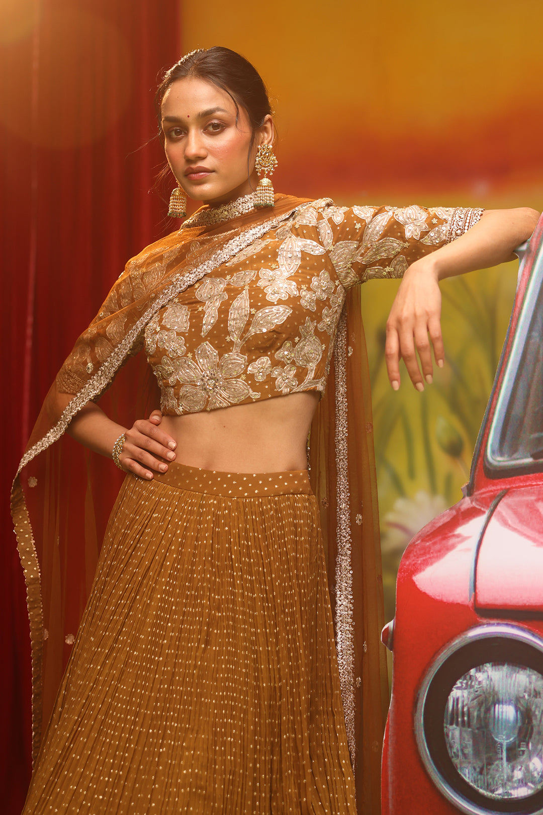 sequinned zari lehenga