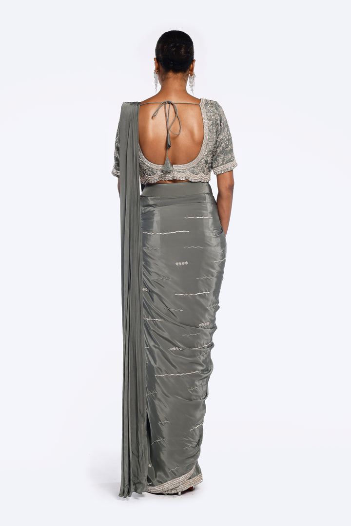 Embellished Crepe Drape Saree