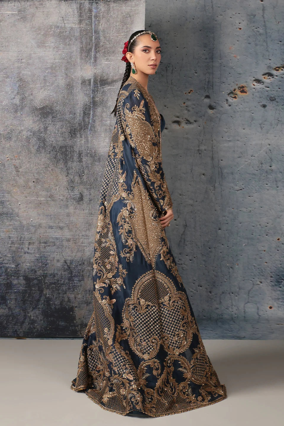 Zar-Rang Blue Long Jacket Set