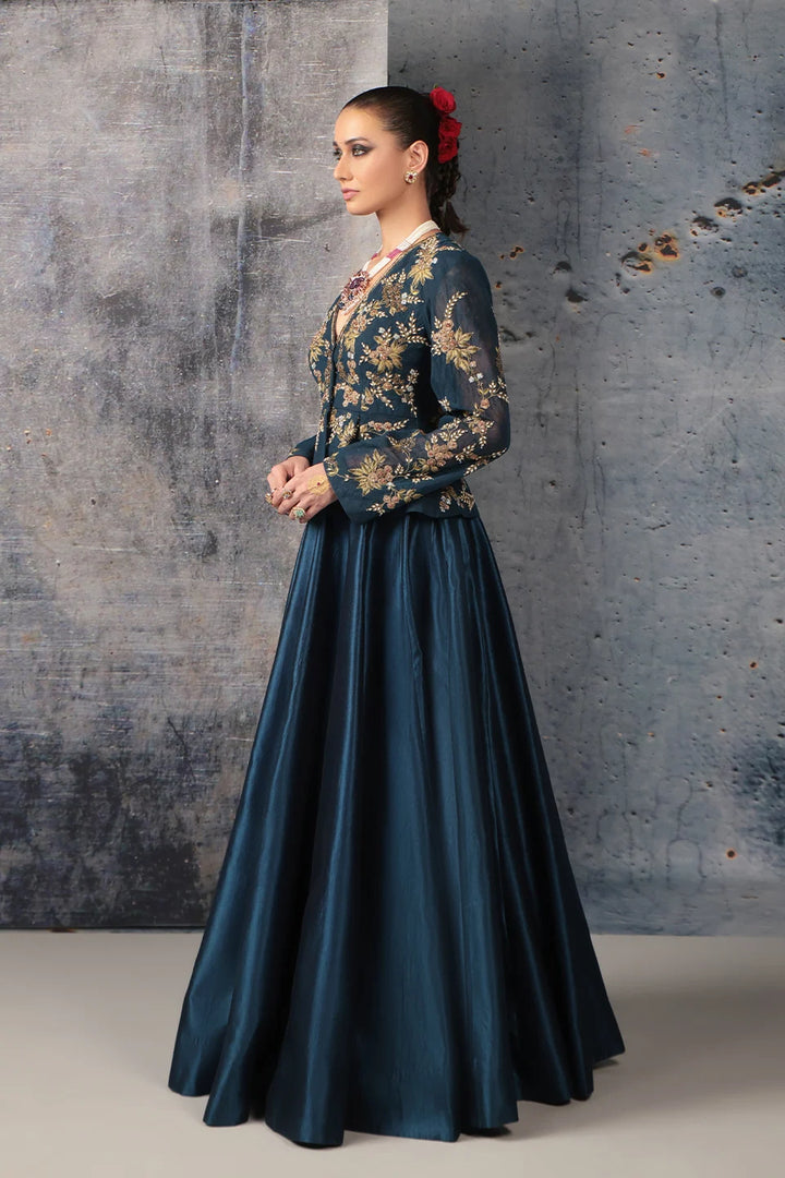 Zar-Rang Blue Peplum Lehenga Set