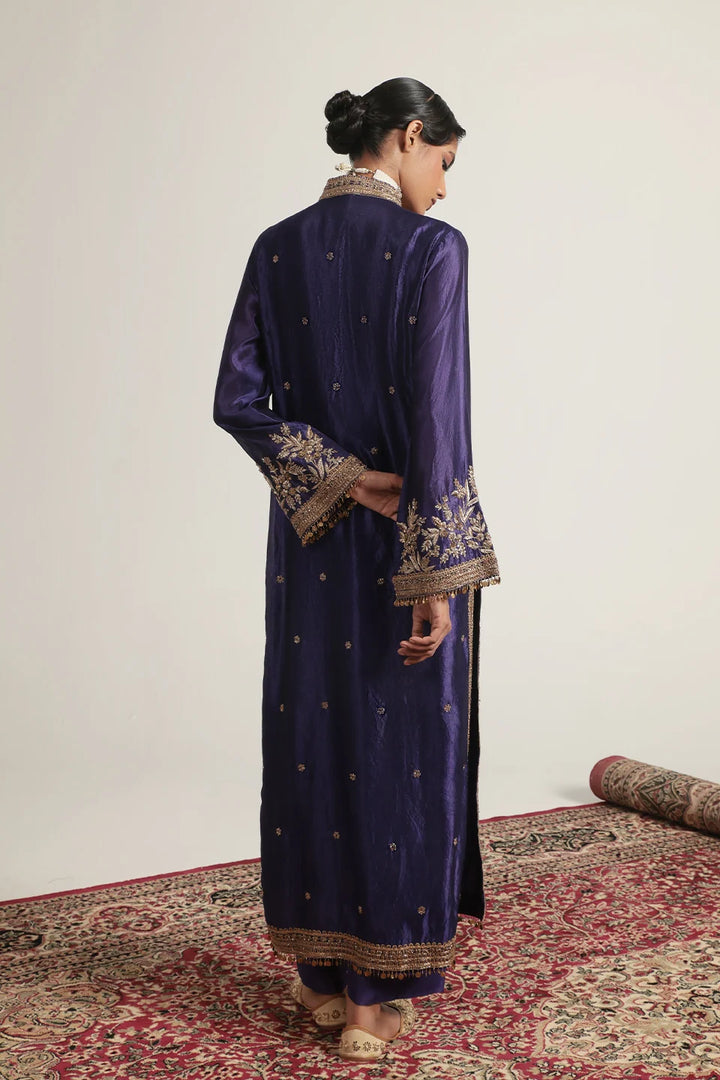 Zar-Rang Purple Jaal Kurta Set