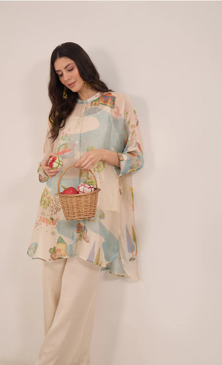 Safar: Silk Organza Kimono Co-ord Set