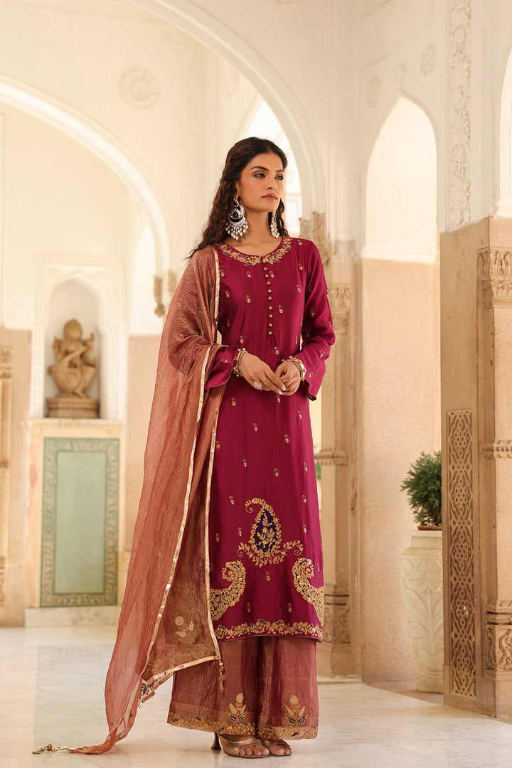 riwayat applique long kurta set