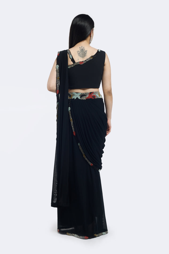 Foliage  Embellished  Drape Saree