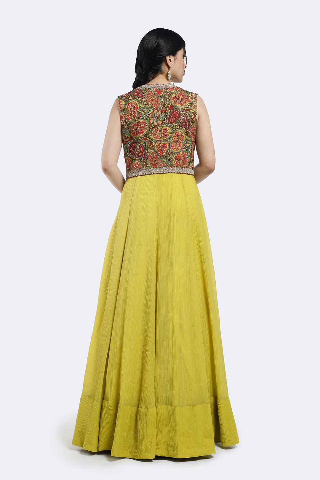 Sleeveless Gown With Indo-Western Jacket