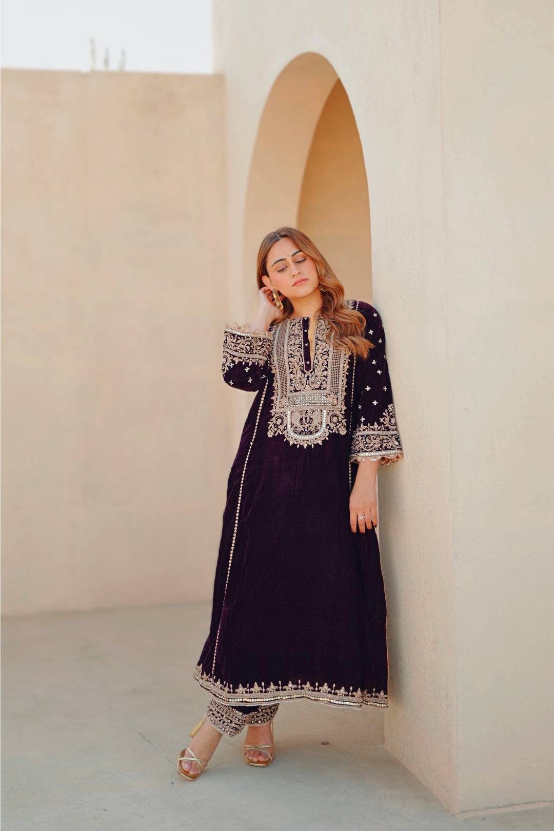 marya- long a-line kurta with salwar