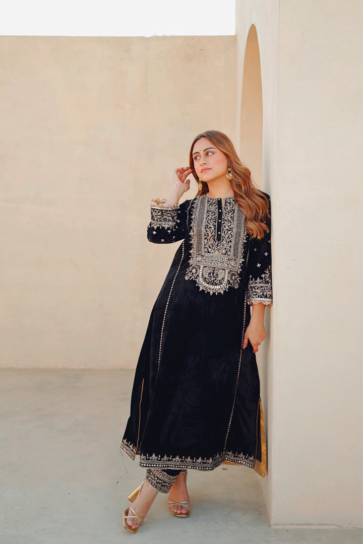 marya-long a-line kurta with salwar