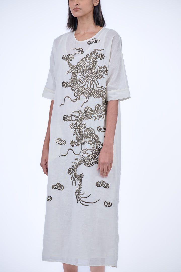 ecru embroidered dress