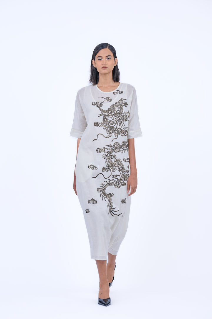 ecru embroidered dress