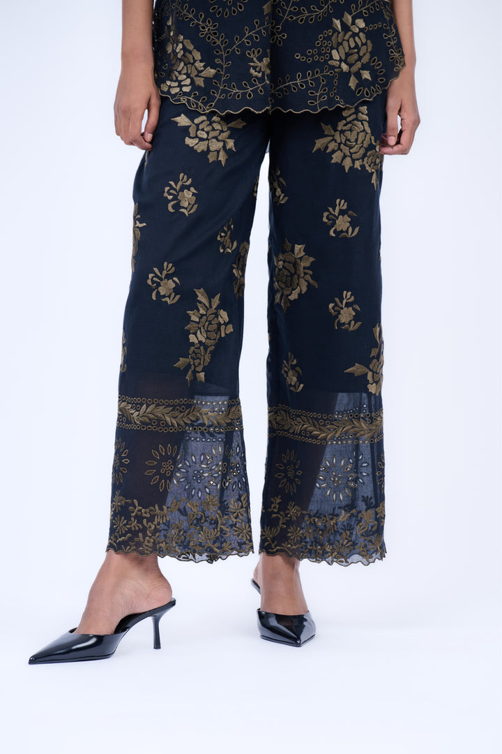 cutwork black pant