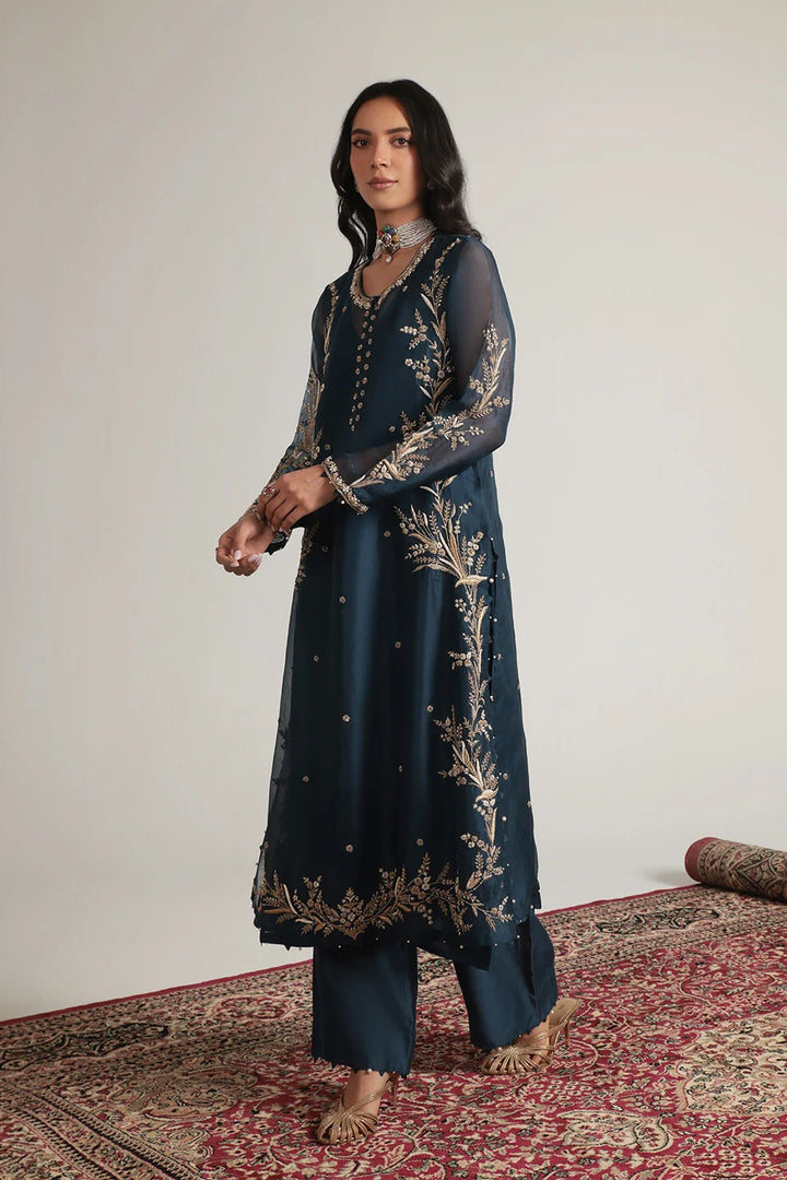 Zar-Rang Blue Light Phool Patti Kurta Set