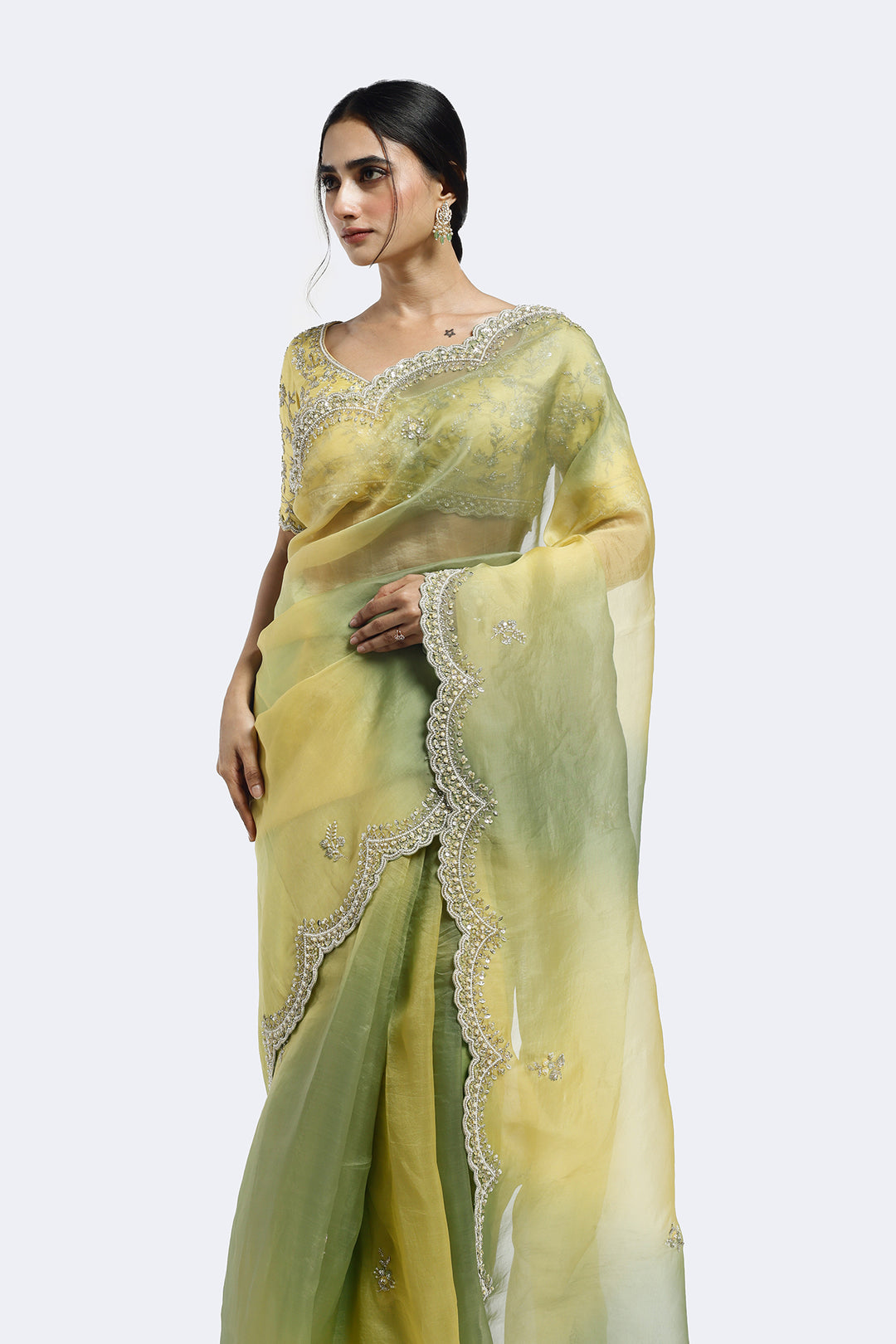 Gold Cutdana Gradient Saree