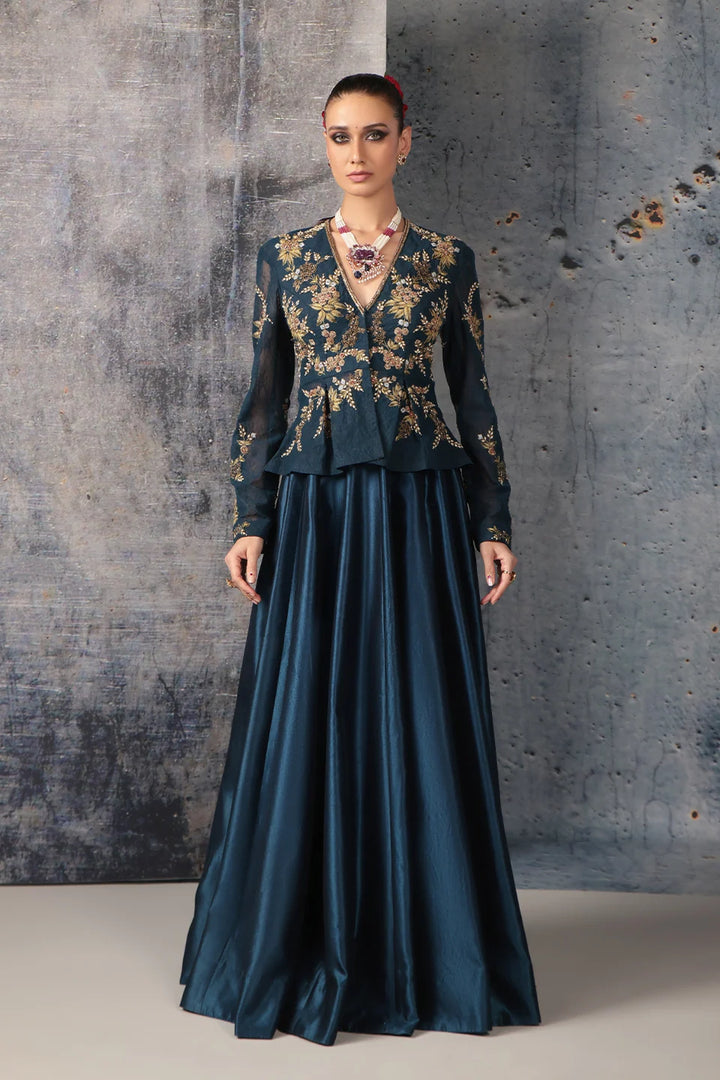Zar-Rang Blue Peplum Lehenga Set