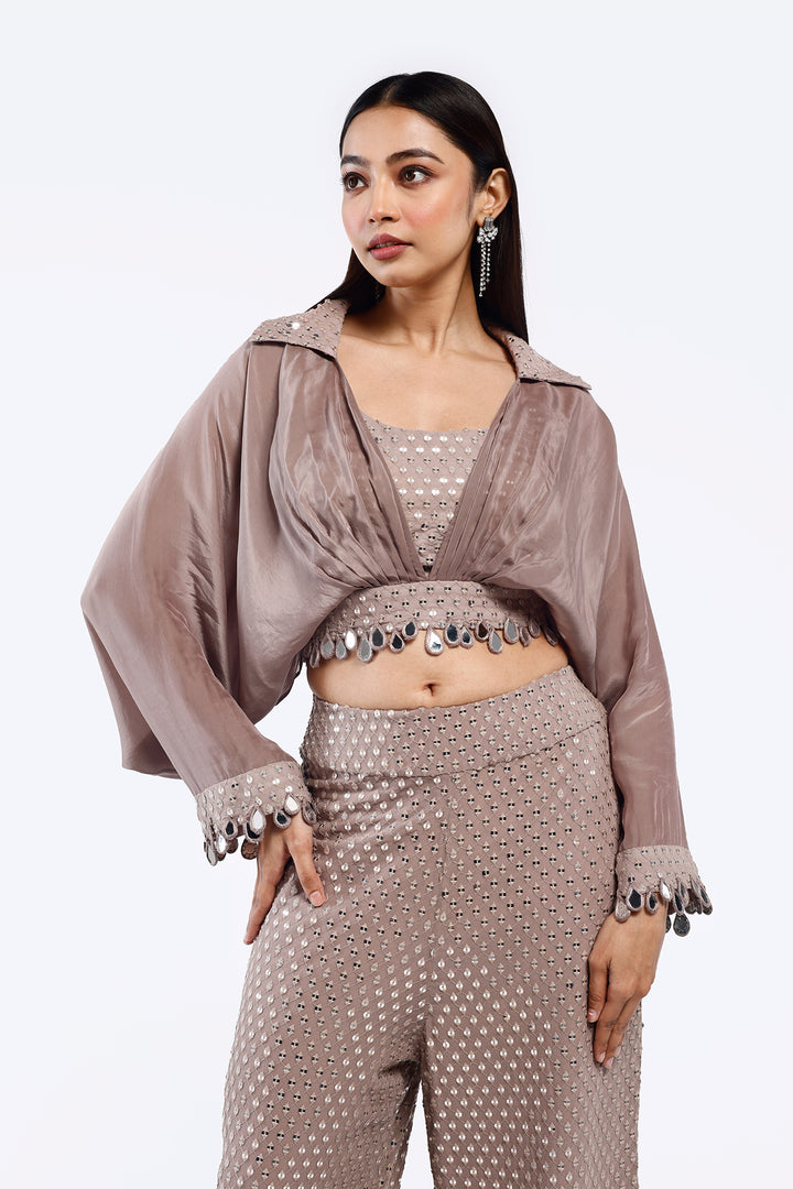 Mirror Embellished Chikan Co-ord Set