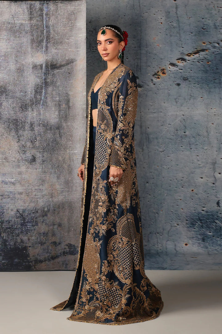 Zar-Rang Blue Long Jacket Set